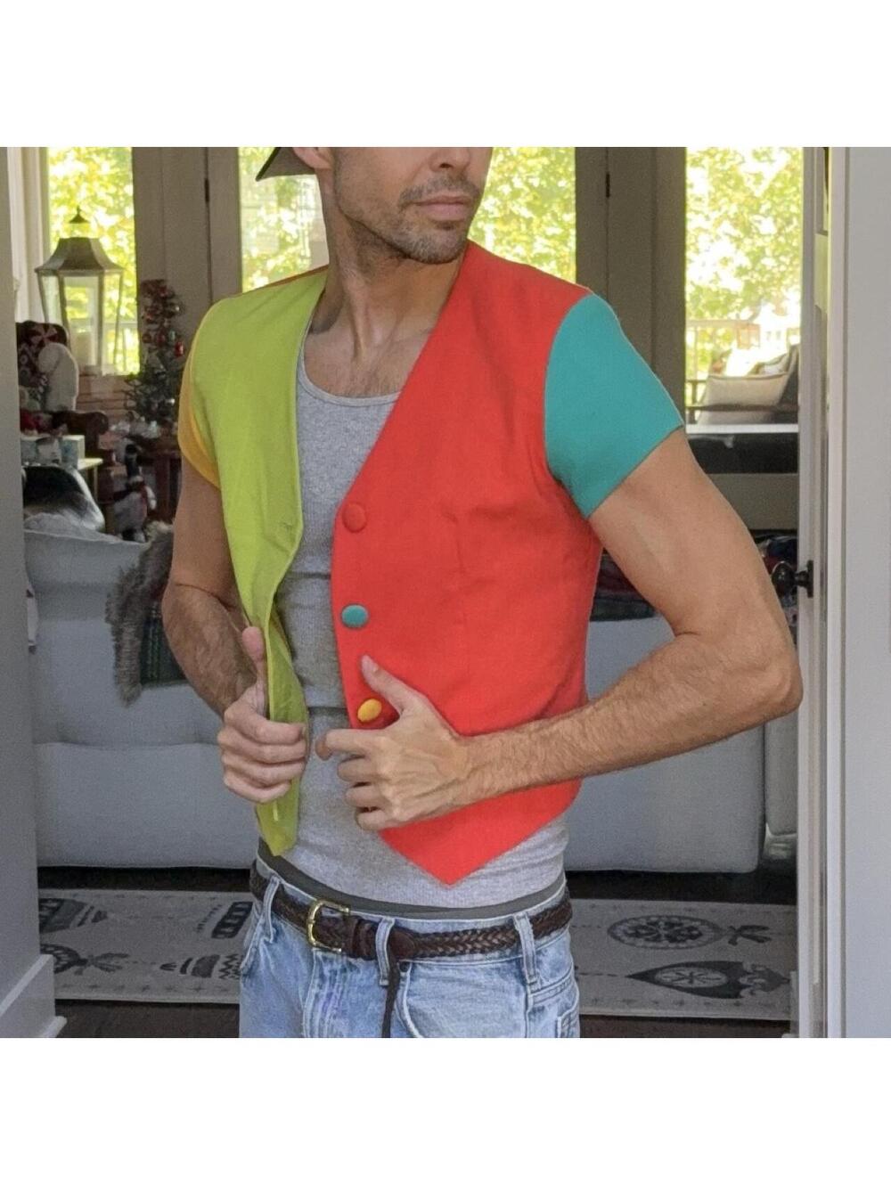 🎨 Vintage 80s Colorblock Art Vest Top